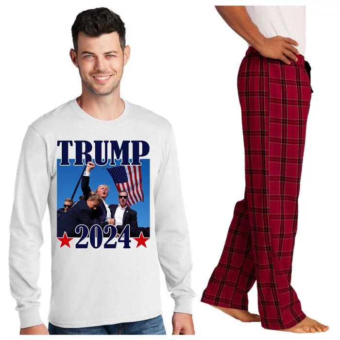 Trump Shot Assassination Attempt 2024 Fight Fight Fight Long Sleeve Pajama Set