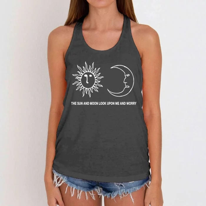 The Sun And Moon Look Upon Me And Worry Women's Knotted Racerback Tank