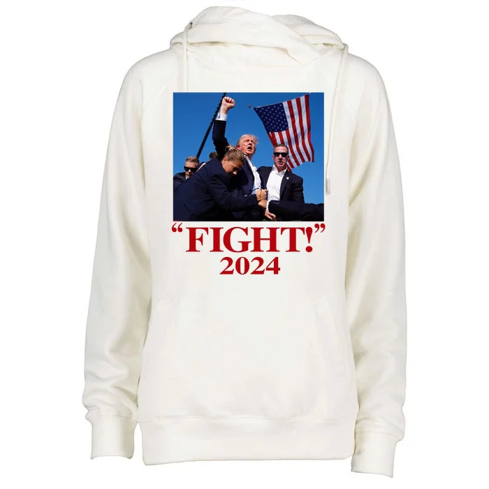 Trump Shot Attempt 2024 Fight Womens Funnel Neck Pullover Hood