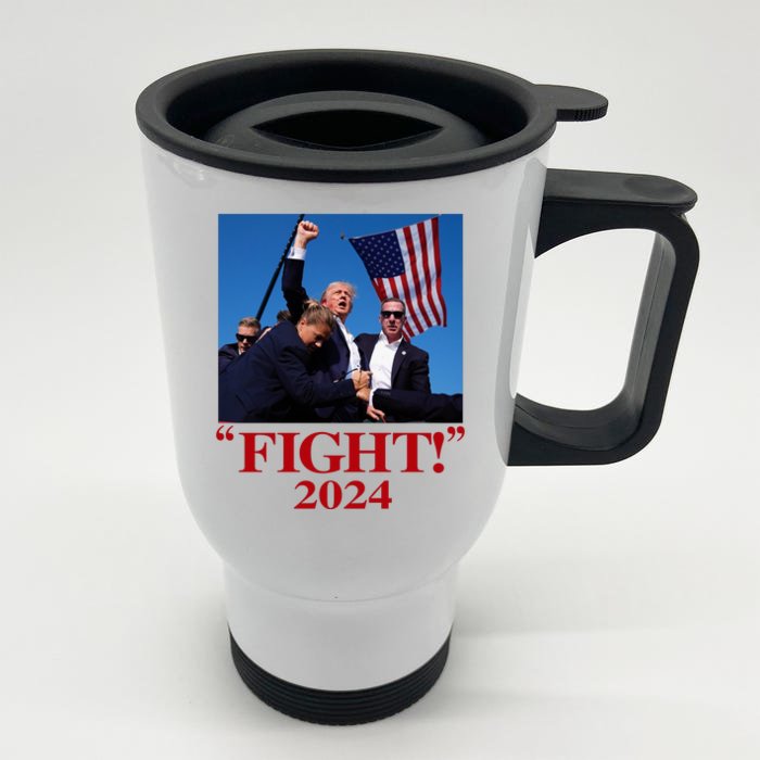 Trump Shot Attempt 2024 Fight Front & Back Stainless Steel Travel Mug