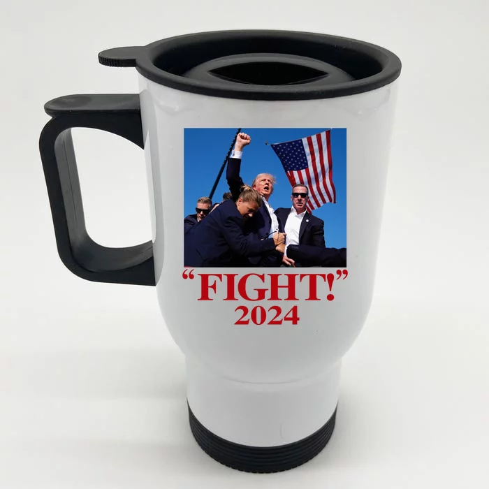 Trump Shot Attempt 2024 Fight Front & Back Stainless Steel Travel Mug