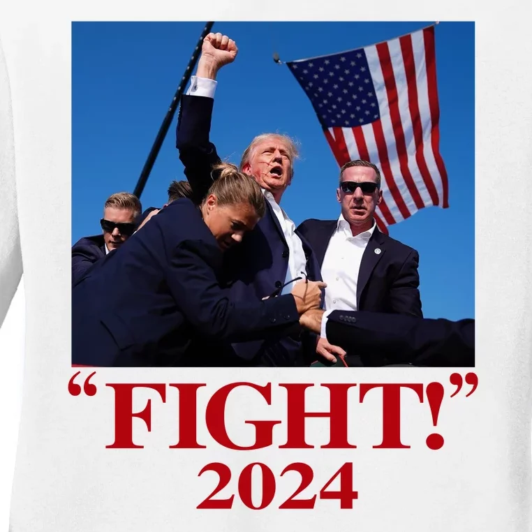 Trump Shot Attempt 2024 Fight Ladies Long Sleeve Shirt