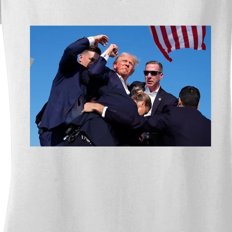 Trump Shot At Rally America Women's V-Neck T-Shirt