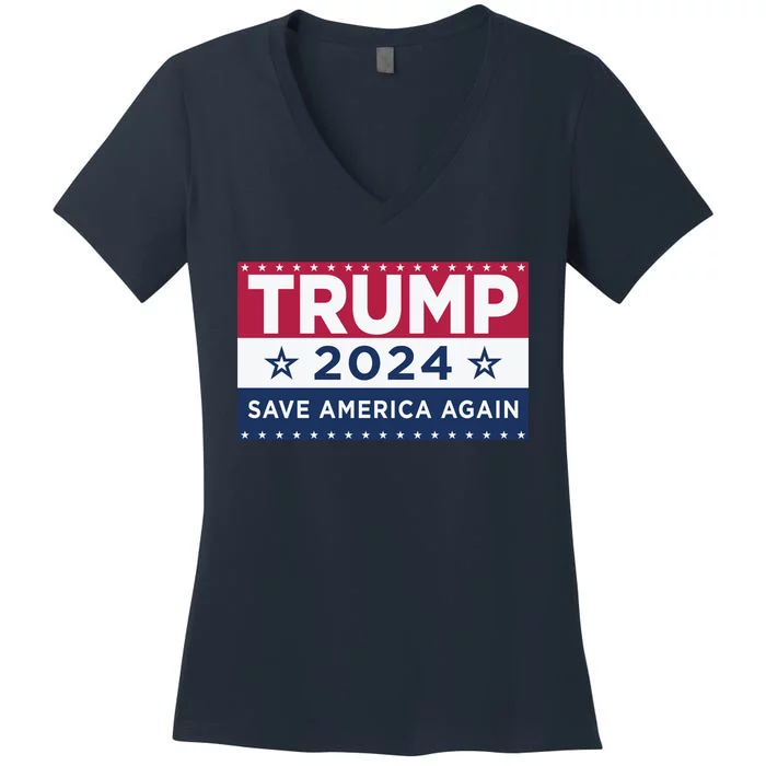 Trump Save America Again 2024 Election Women's V-Neck T-Shirt