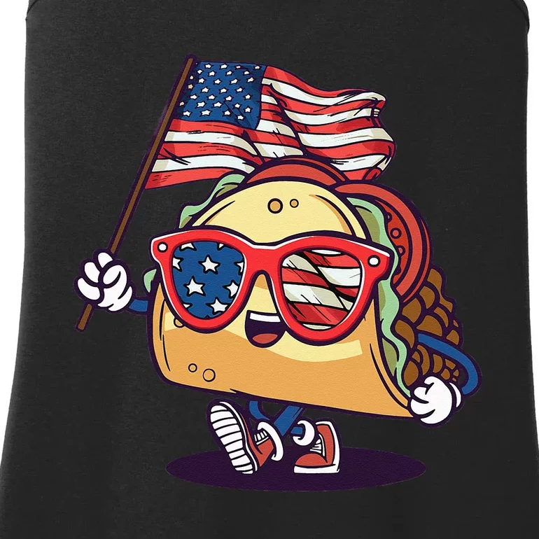 Taco Sunglasses American Flag USA Funny 4th Of July Gifts Ladies Essential Tank