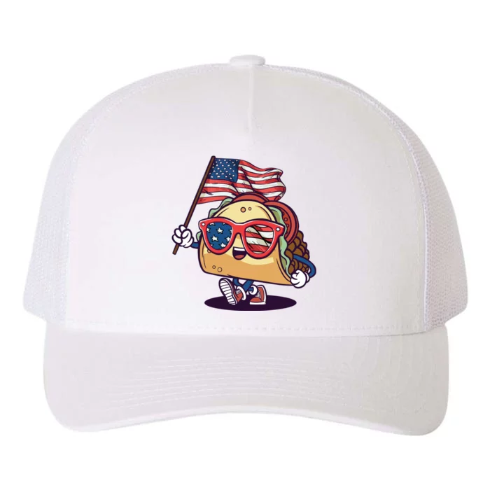 Taco Sunglasses American Flag USA Funny 4th Of July Gifts Yupoong Adult 5-Panel Trucker Hat