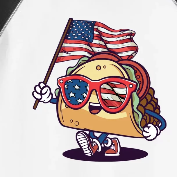 Taco Sunglasses American Flag USA Funny 4th Of July Gifts Toddler Fine Jersey T-Shirt