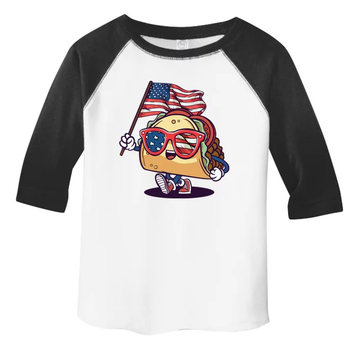 Taco Sunglasses American Flag USA Funny 4th Of July Gifts Toddler Fine Jersey T-Shirt