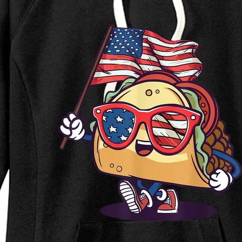 Taco Sunglasses American Flag USA Funny 4th Of July Gifts Women's Fleece Hoodie