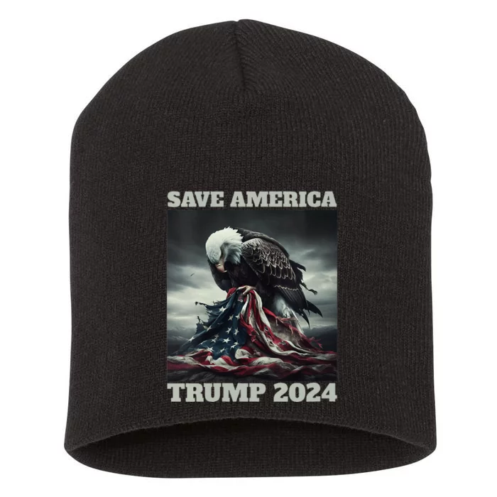 Trump Save America Sad Eagle American Flag Never Surrender Short Acrylic Beanie