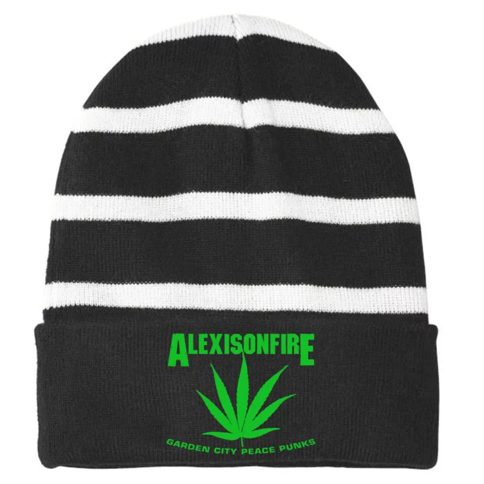 Theonlybandever Store Alexisonfire Garden City Peace Punks Striped Beanie with Solid Band