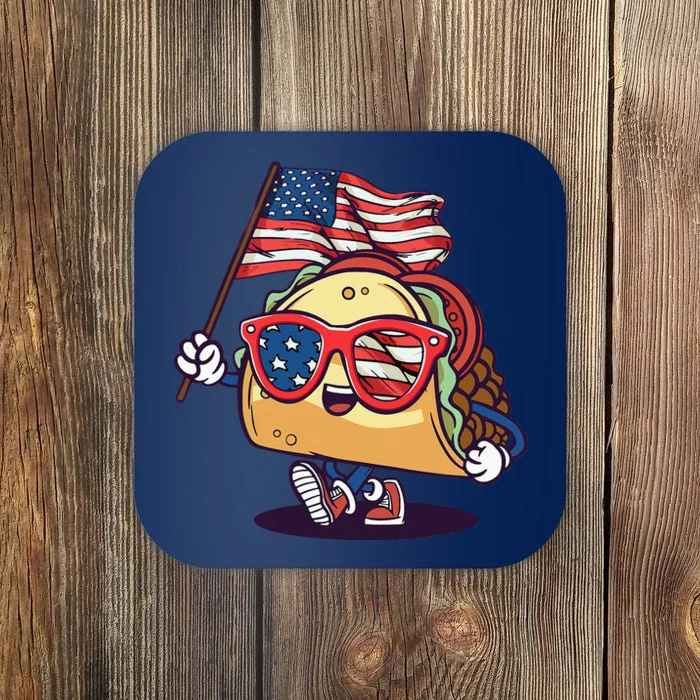 Taco Sunglasses American Flag USA Funny 4th Of July Gifts Coaster