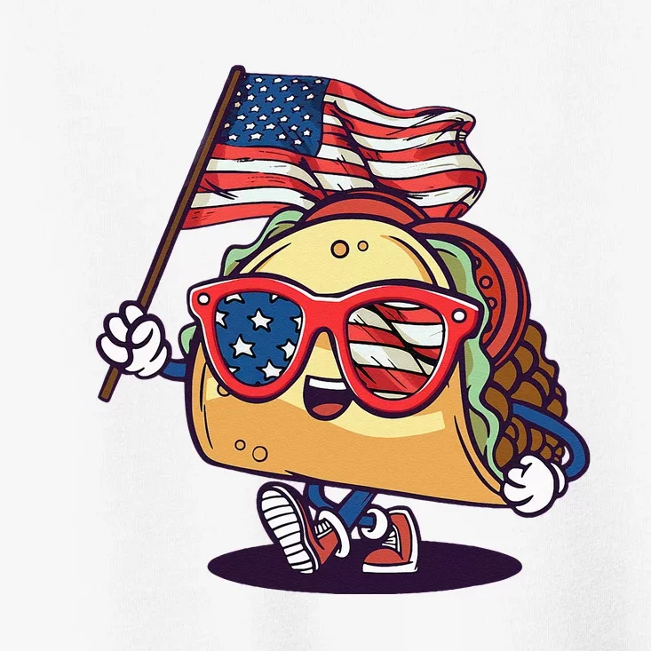 Taco Sunglasses American Flag USA Funny 4th Of July Gifts Toddler T-Shirt