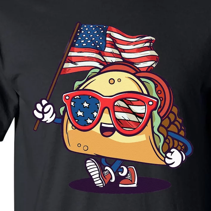 Taco Sunglasses American Flag USA Funny 4th Of July Gifts Tall T-Shirt