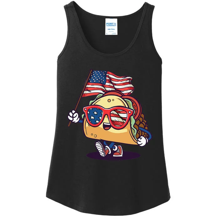 Taco Sunglasses American Flag USA Funny 4th Of July Gifts Ladies Essential Tank