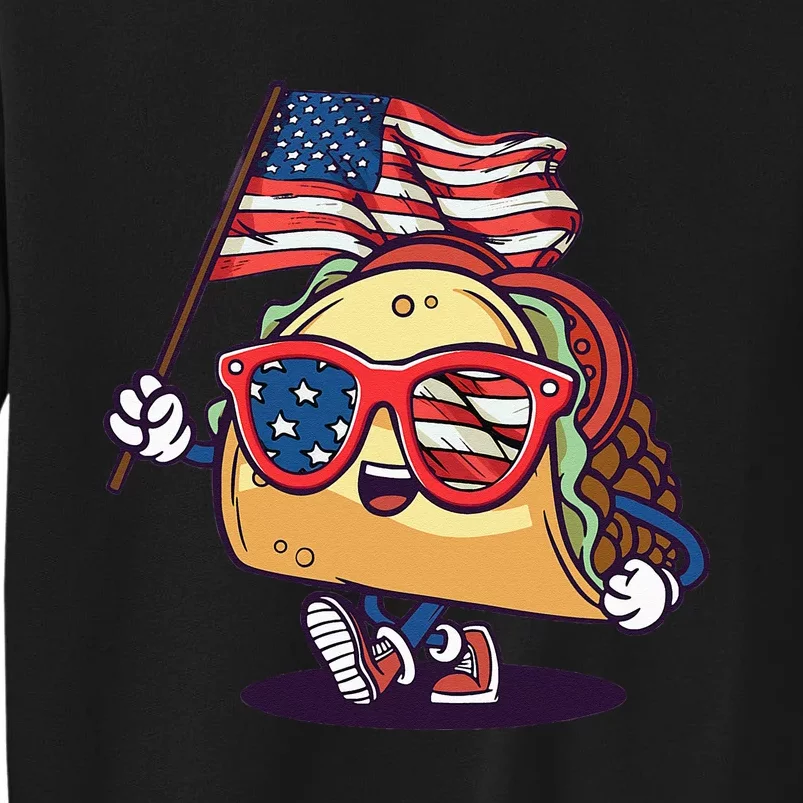 Taco Sunglasses American Flag USA Funny 4th Of July Gifts Tall Sweatshirt