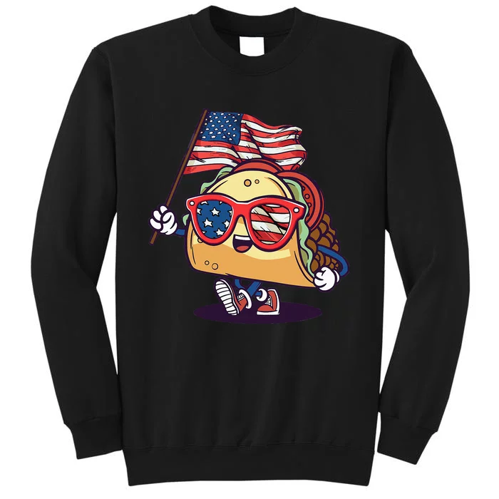 Taco Sunglasses American Flag USA Funny 4th Of July Gifts Tall Sweatshirt