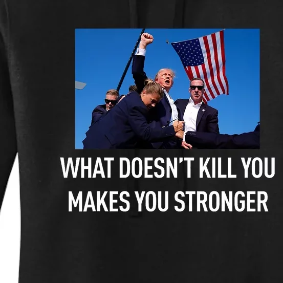 Trump Stronger After The Shooting At His Rally Women's Pullover Hoodie