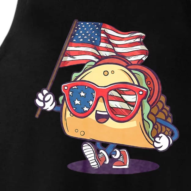 Taco Sunglasses American Flag Usa Funny 4th Of July Gifts Ladies Tri-Blend Wicking Tank