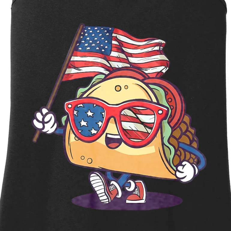 Taco Sunglasses American Flag Usa Funny 4th Of July Gifts Ladies Essential Tank