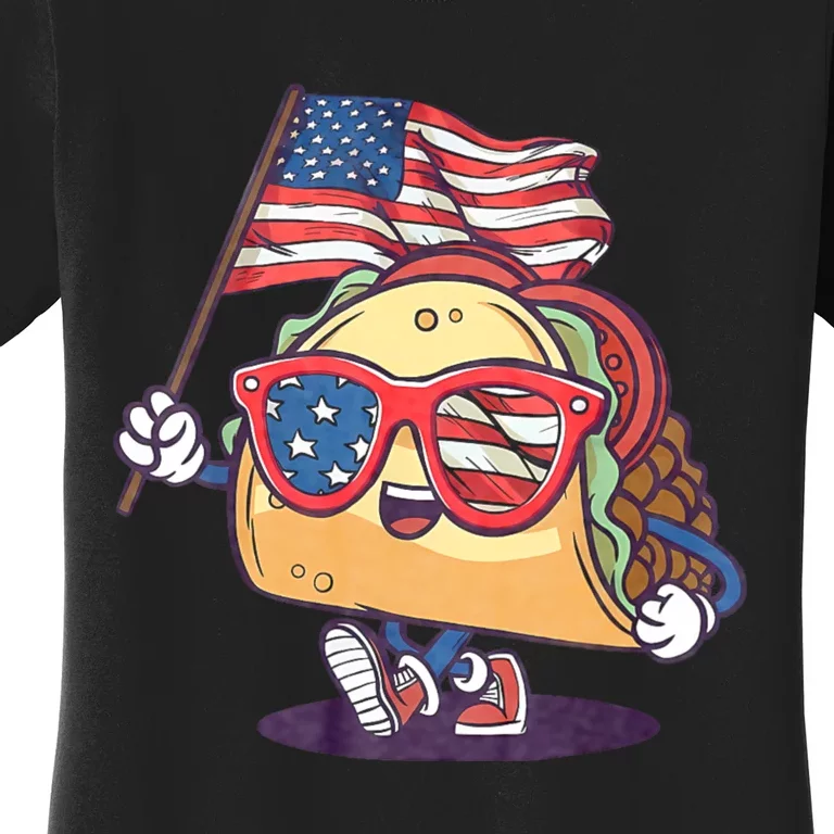 Taco Sunglasses American Flag Usa Funny 4th Of July Gifts Women's T-Shirt