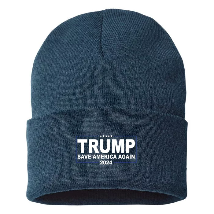 Trump Save America Again 2024 Sustainable Knit Beanie