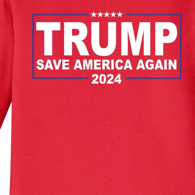 Trump Save America Again 2024 Baby Long Sleeve Bodysuit