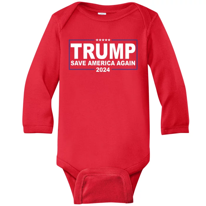 Trump Save America Again 2024 Baby Long Sleeve Bodysuit