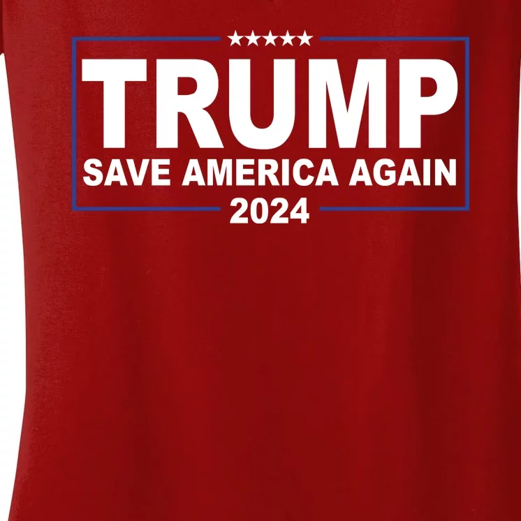 Trump Save America Again 2024 Women's V-Neck T-Shirt