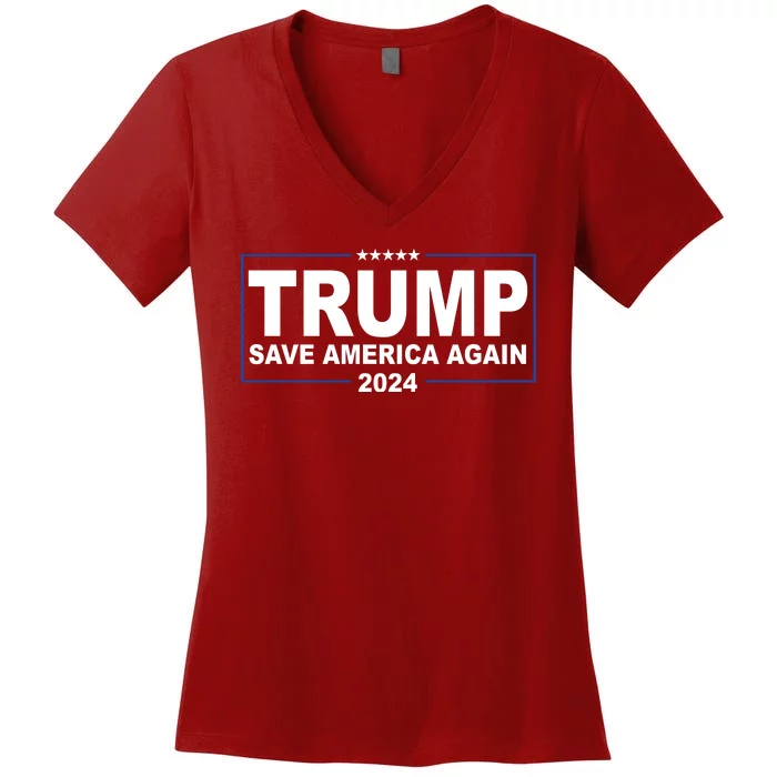 Trump Save America Again 2024 Women's V-Neck T-Shirt