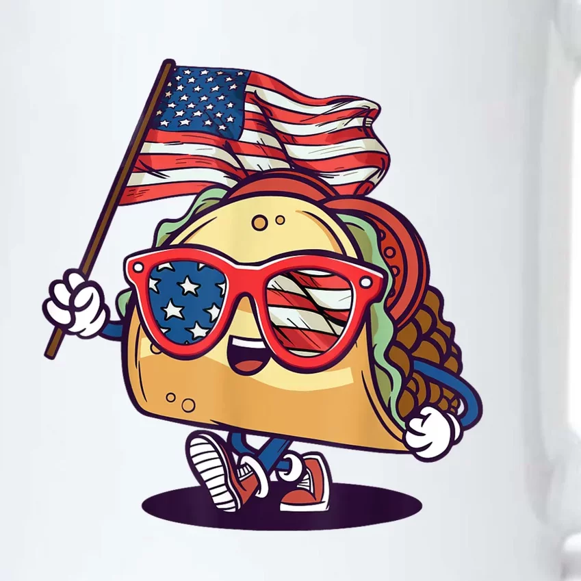 Taco Sunglasses American Flag USA Funny 4th Of July Independence Day Black Color Changing Mug