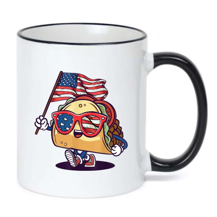 Taco Sunglasses American Flag USA Funny 4th Of July Independence Day Black Color Changing Mug