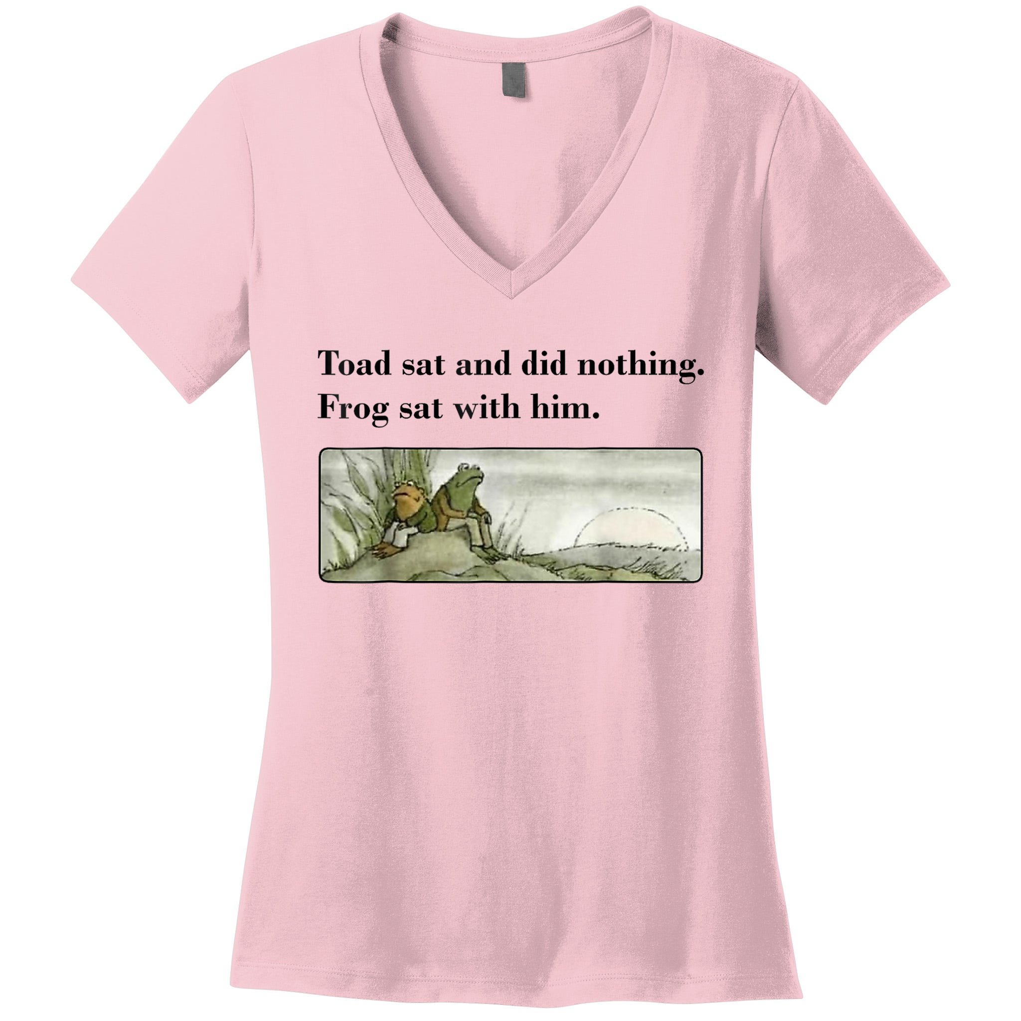 Toad Sat And Did Nothing Frog Sat With Him Women's V-Neck T-Shirt ...