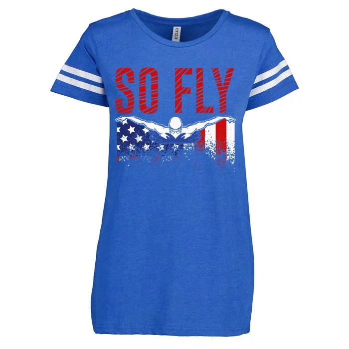 Team Sports Athlete So Fly USA Swimming Enza Ladies Jersey Football T-Shirt