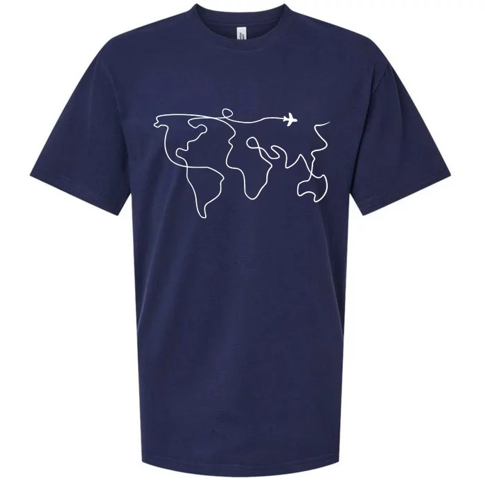 Travel Sweater Adventure World Map Travel Sueded Cloud Jersey T-Shirt