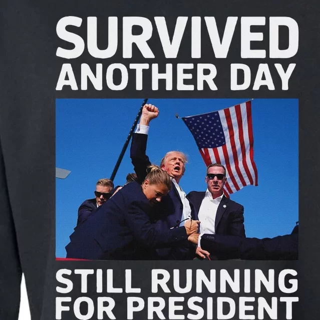 Trump Survived Another Day 2024 Presidential Run Cropped Pullover Crew