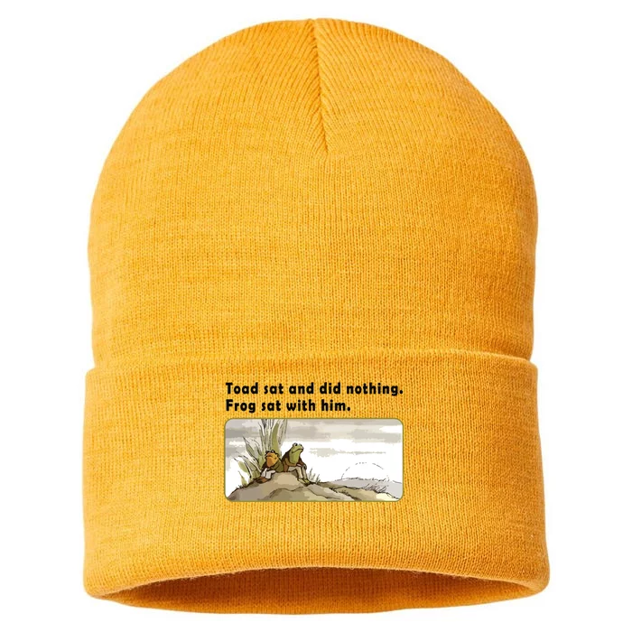 Toad Sat And Did Nothing Frog Toad Book Lover Sustainable Knit Beanie