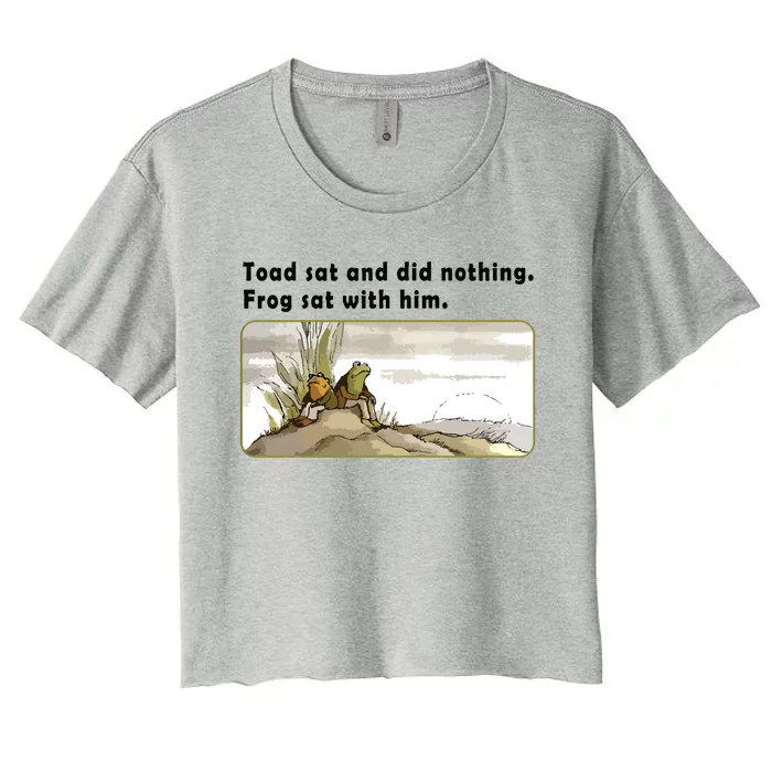 Toad Sat And Did Nothing Frog Toad Book Lover Women's Crop Top Tee