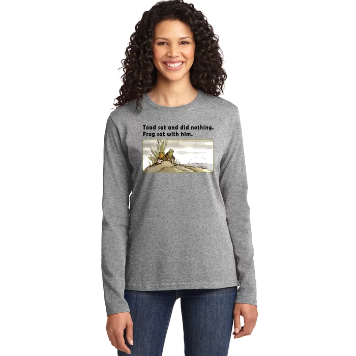 Toad Sat And Did Nothing Frog Toad Book Lover Ladies Long Sleeve Shirt