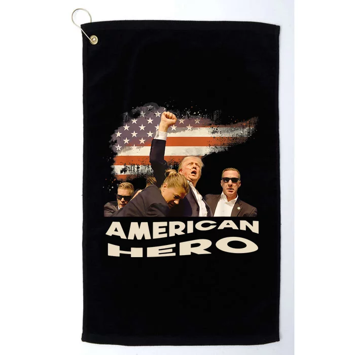 Trump Shot Assassination Attempt American Hero Fist Raised Platinum Collection Golf Towel