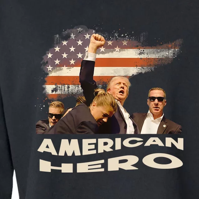 Trump Shot Assassination Attempt American Hero Fist Raised Cropped Pullover Crew