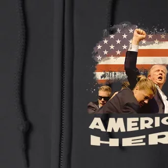 Trump Shot Assassination Attempt American Hero Fist Raised Full Zip Hoodie