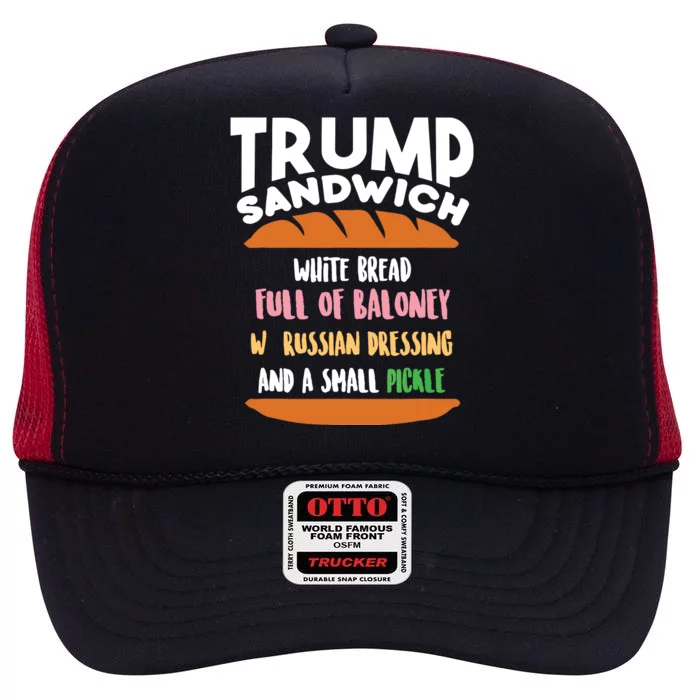 Trump Sandwich Antitrump Impeachment Funny High Crown Mesh Trucker Hat