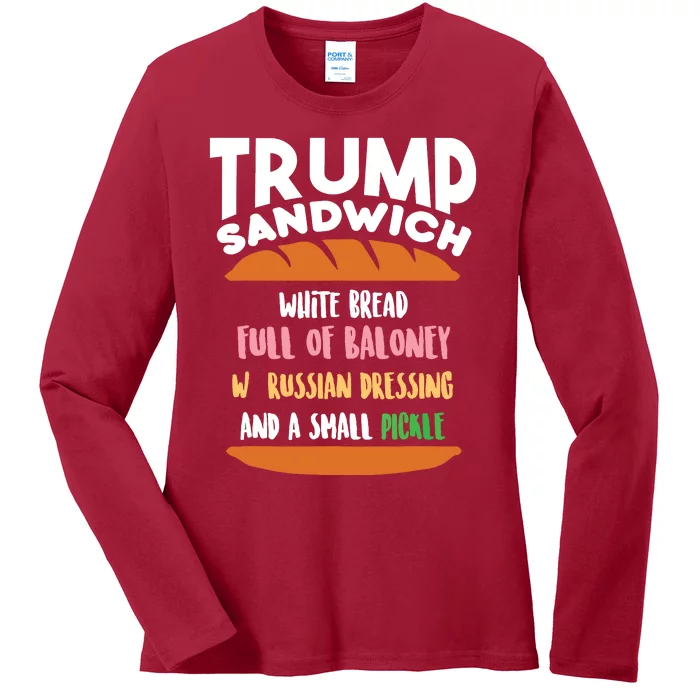 Trump Sandwich Antitrump Impeachment Funny Ladies Long Sleeve Shirt