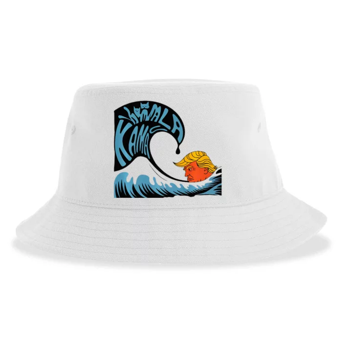 Trump Swept Away By KamalaS Blue Wave Premium Sustainable Bucket Hat