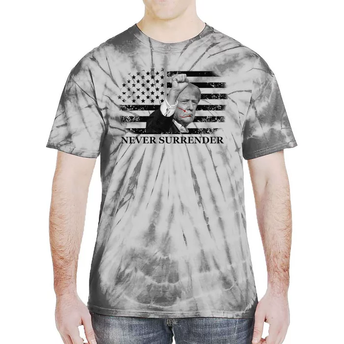 Trump Shooting Assassination Attempt Never Surrender Fight Tie-Dye T-Shirt