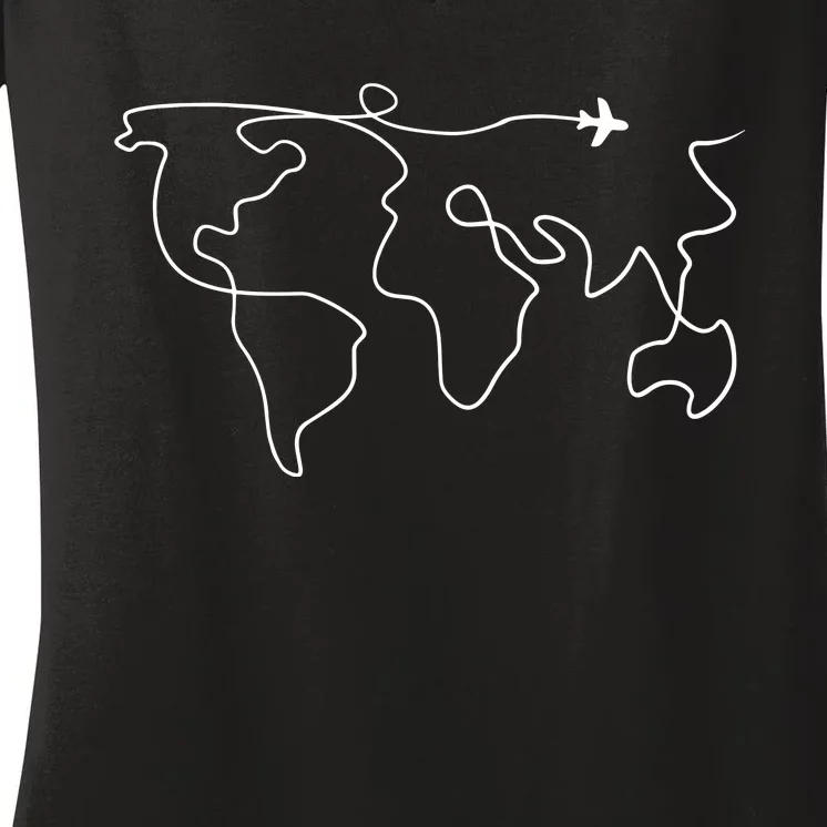 Travel Sweater Adventure Sweater World Map Travel Women's V-Neck T-Shirt