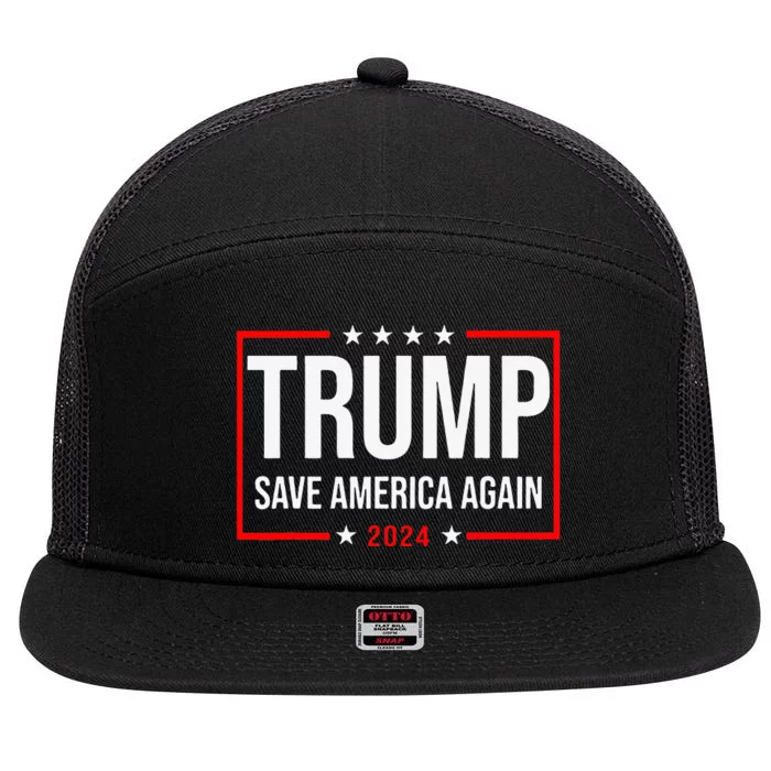 Trump Save America Again 2024 7 Panel Mesh Trucker Snapback Hat