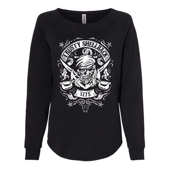 Trusty Skull And Swords Equator Crossing Naval Womens California Wash Sweatshirt