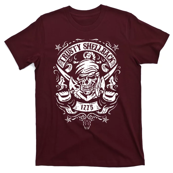 Trusty Skull And Swords Equator Crossing Naval T-Shirt